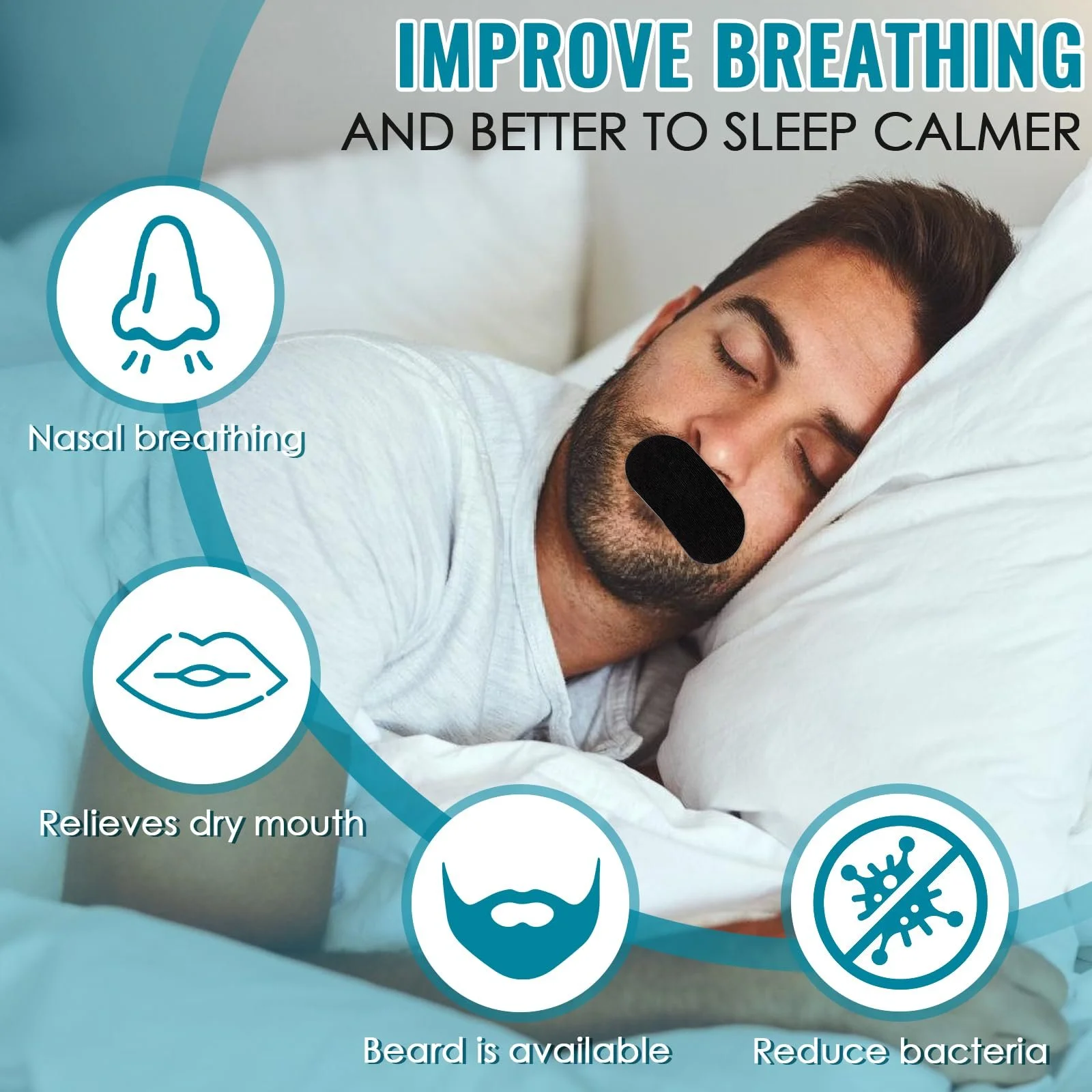 Смужки для рота для сну (30 шт. в упаковці), Засіб від хропіння, Покращує сон і дихання, фото №4