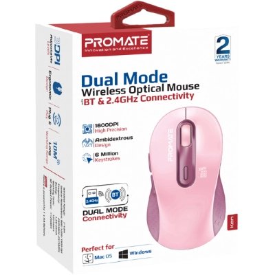 Мышка Promate Ken Wireless/Bluetooth Pink (ken.pink), фото №2