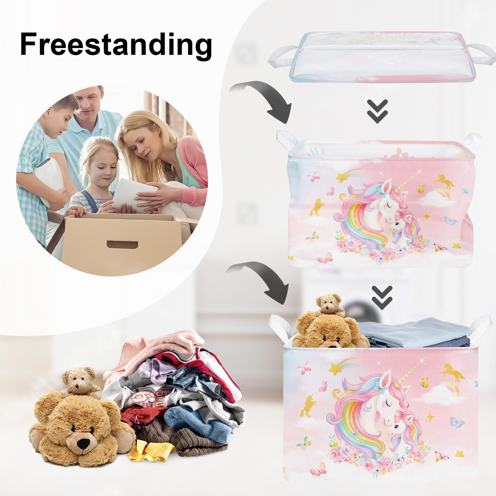 Корзина для игрушек Детская HUUMONSS Unicorn, складная для девочек, большая, 36 л, фото №3