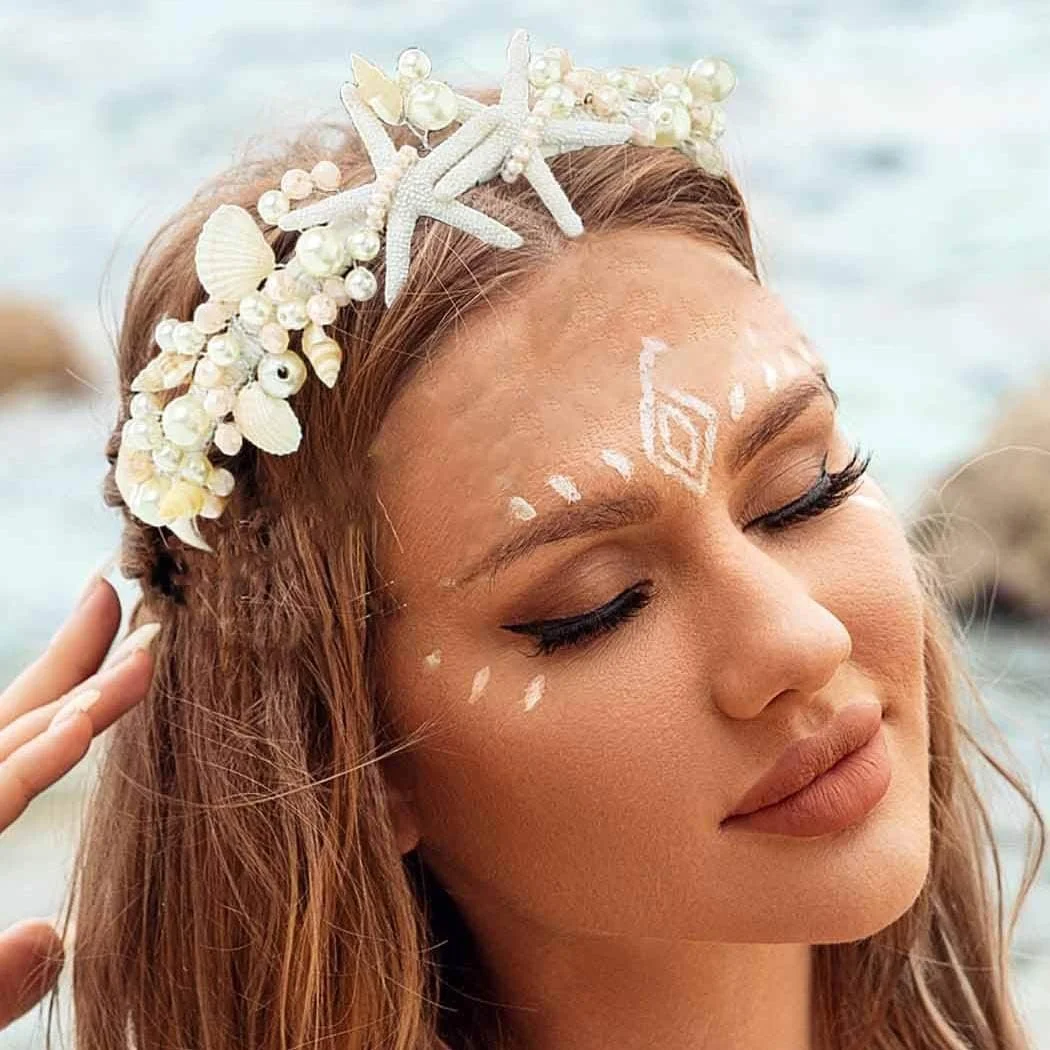 Обруч для волосся з морською зіркою Білий, фото №3