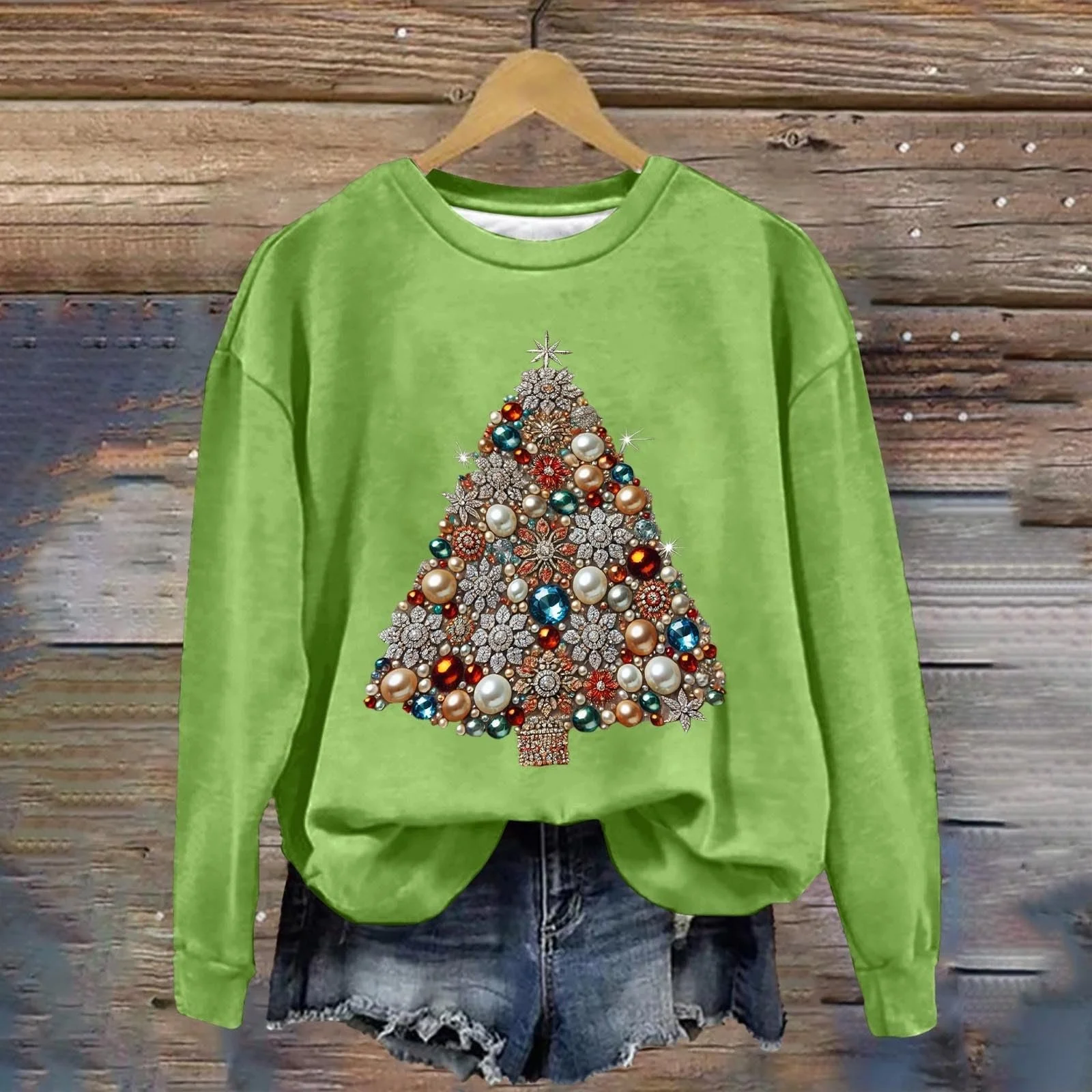 Женский Свитшот Рождественский Свитшот для Женщин Милый Смешной Санта Графический Свитер Свободные Повседневные Топы Круглый Вырез Праздничные Рубашки, фото №3