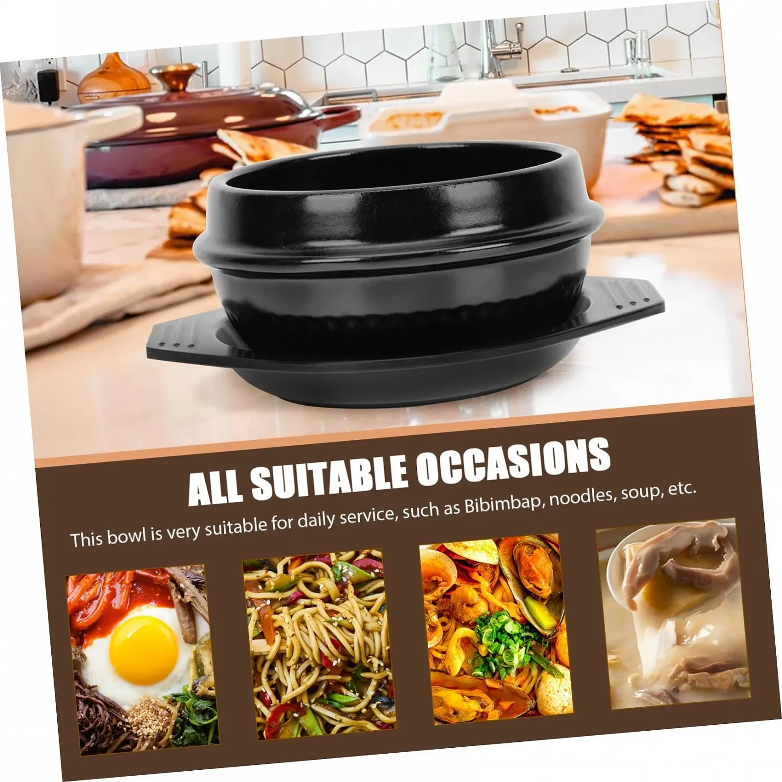 Кастрюля керамическая с подставкой термостойкая для бибимбапа, фото №9