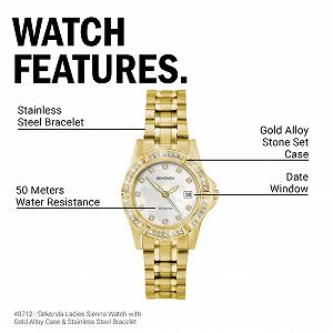 Жіночий годинник Sekonda Sienna 28 мм з камінням, люнетом, водонепроникністю 50 м, з віконцем дати synthetic.ua - Фото 1