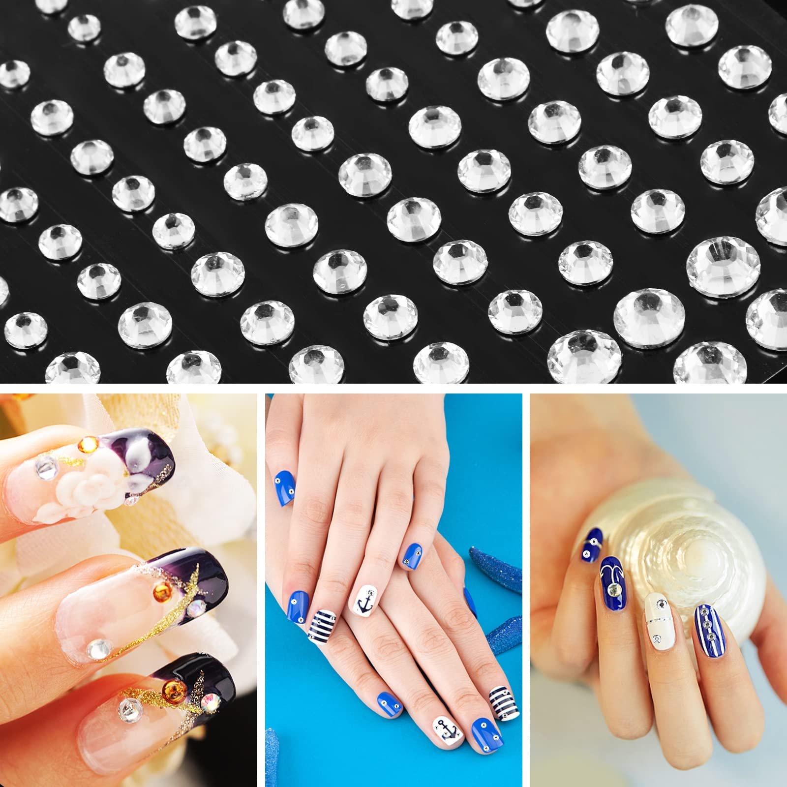 Стрази Самоклеючі cobee 2 листи з пінцетом, фото №2