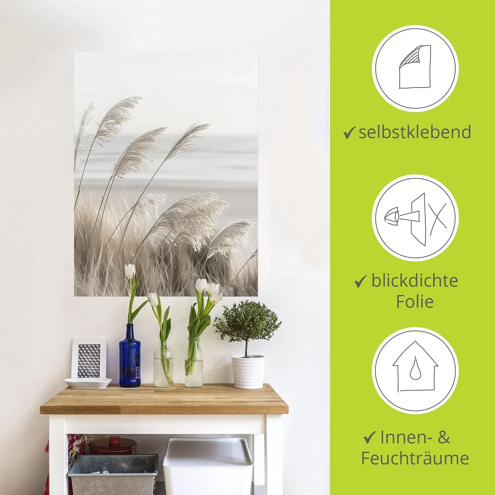 Наклейка на стіну ARTland Plants Pampas Grass 90 x 120 см U5GO, фото №3 Наклейка на стіну ARTland Plants Pampas Grass 90 x 120 см U5GO, фото №3