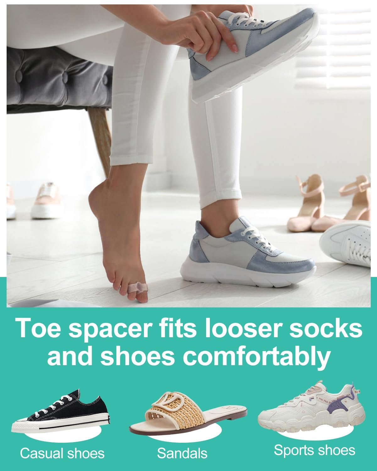 Корректор большого пальца стопы гелевой разделитель для пальцев ног с 2 петлями для женщин с целью облегчения боли, фото №5 Корректор большого пальца стопы гелевой разделитель для пальцев ног с 2 петлями для женщин с целью облегчения боли, фото №5