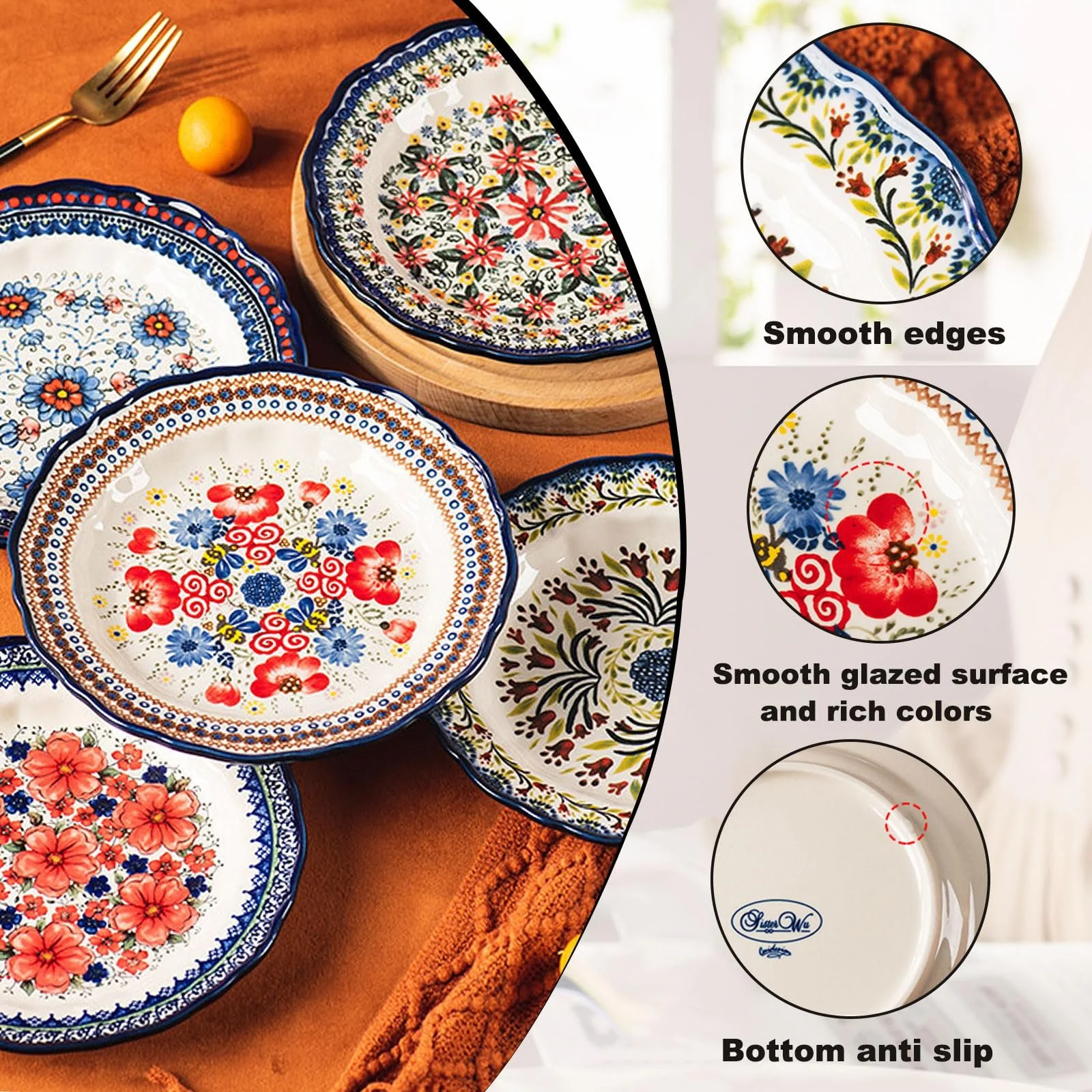 Форма для запекания керамическая круглая винтажная 20.9 x 20.9 x 3.2 см, фото №4