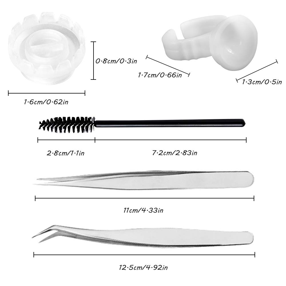 Набір для нарощування вій YuCool Precision Tweezers Cup Rings Extension Eyelash Brushes Fleece Fabric Tapes, фото №3