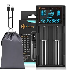 Зарядний пристрій LCD-2 AA 18650 3.7V 1.2V з LCD екраном, відображенням ємності, швидкою зарядкою 2A для Li-ion акумуляторів 26650 21700 18490 18350 17670 17500 16340 14500, RCR123 AA, AAA, N-MH/-Cd AAA - Фото 1