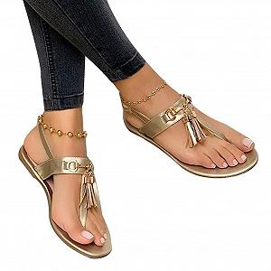 Летние Сандалии Без бренда Плоские с Клипсом для Пальца Богемни - Фото 1