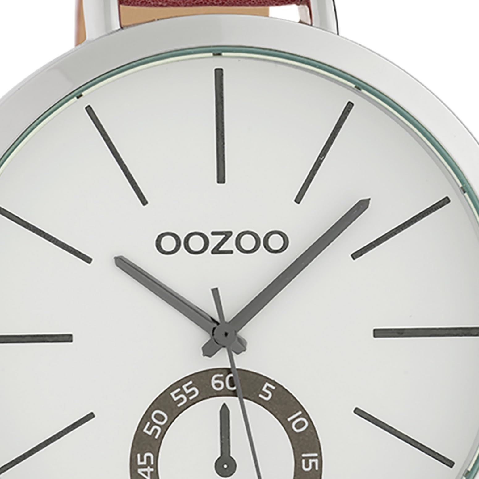 Женские часы Oozoo C10464 Кожаный ремешок XXL 48 мм Белый / Розовый, фото №2