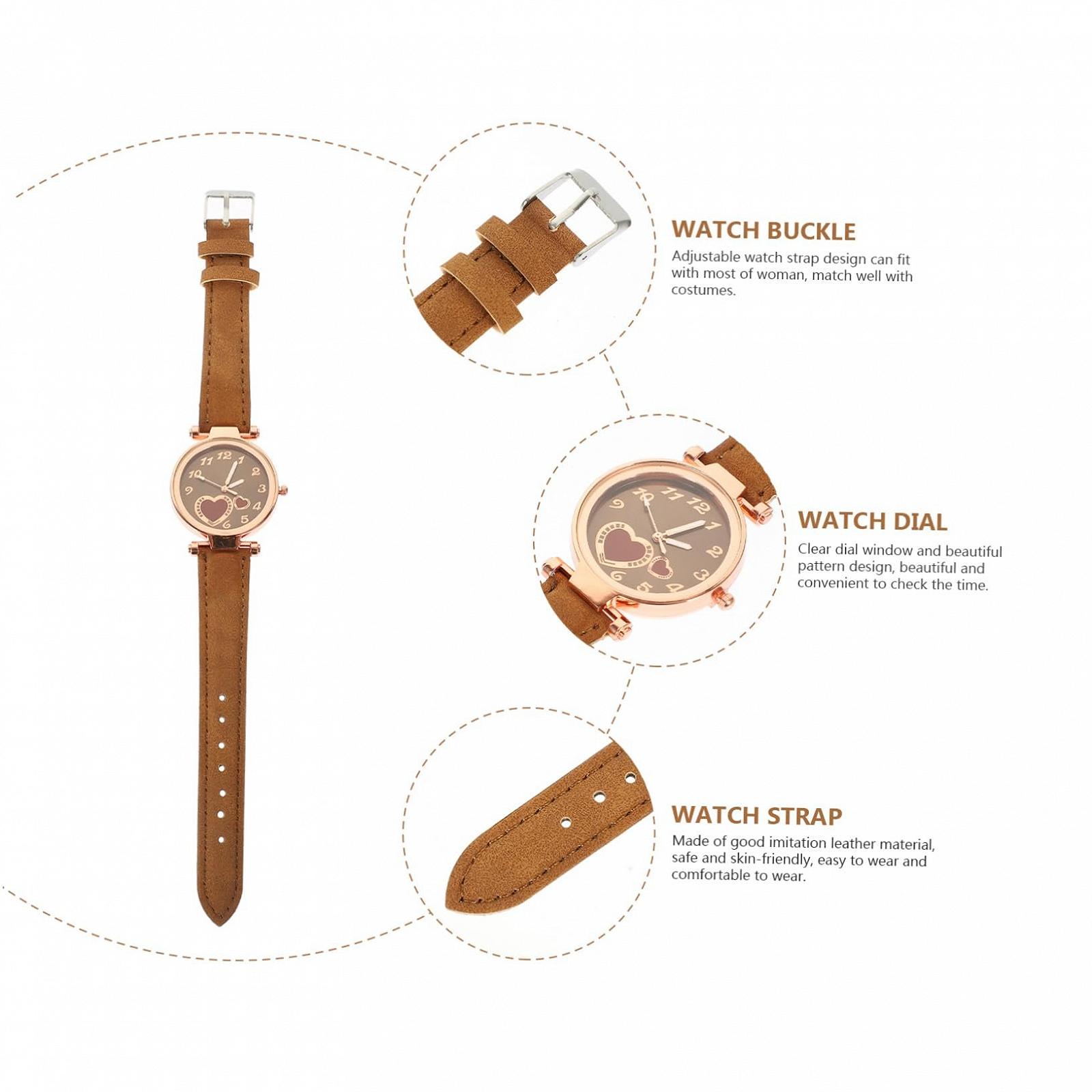Часы наручные WRITWAA простые для девушек женские кожаные коричневые, фото №6 Часы наручные WRITWAA простые для девушек женские кожаные коричневые, фото №6