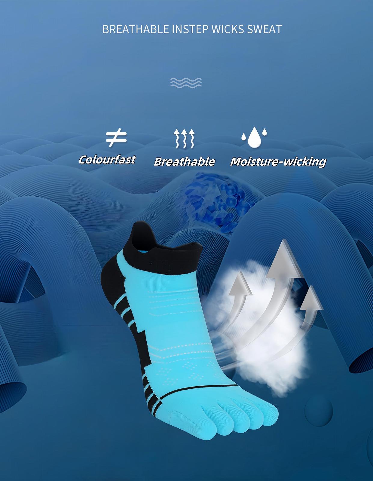 Носки с пальцами для женщин Носки для кроссовок Спортивные носки Носки с пятью пальцами Носки для бега Дышащие носки для тренировок Противоскользящие носки для походов Носки до щиколотки - 6 пар, фото №4