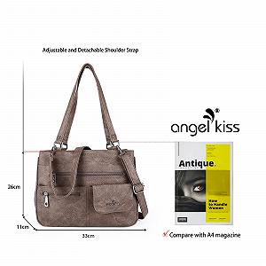 Сумка жіноча Angel Kiss шкіряна ручна/на плече, водонепроникна, багатофункціональна, велика, для роботи/навчання/шопінгу, Taupe synthetic.ua - Фото 1