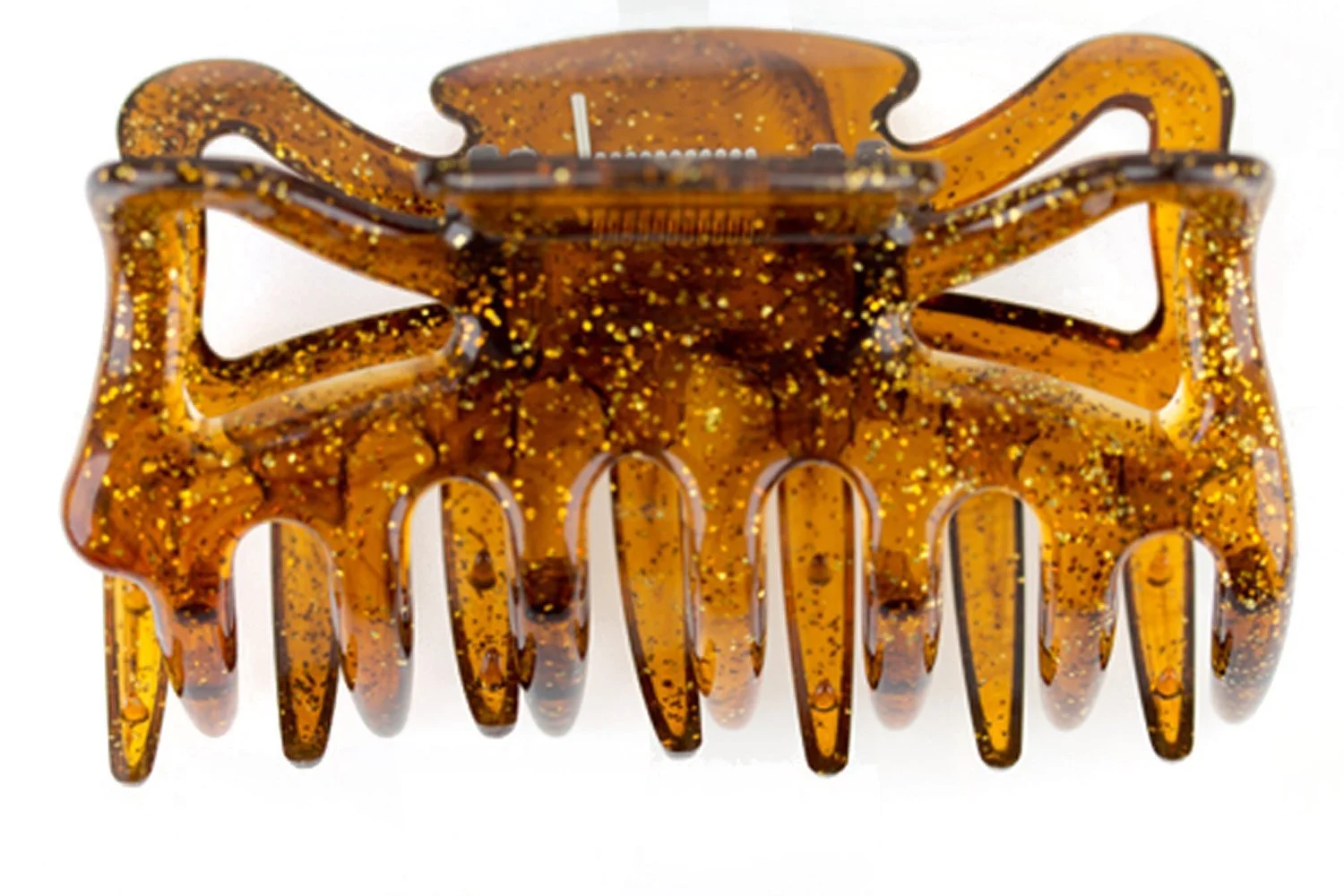 Заколка для волос Большая Примерно 9 см Havana Brown с золотым блеском, фото №3