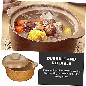 Кастрюля керамическая Cabilock 1.6 л с крышкой и нескользящей ручкой кислотостойкая synthetic.ua - Фото 1