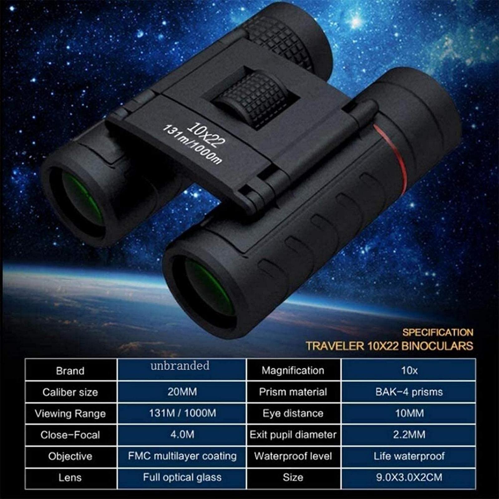 Бінокль Compact для дорослих Потужний Екран BAK4 Призма Лінза Чорний Водонепроникний, фото №3