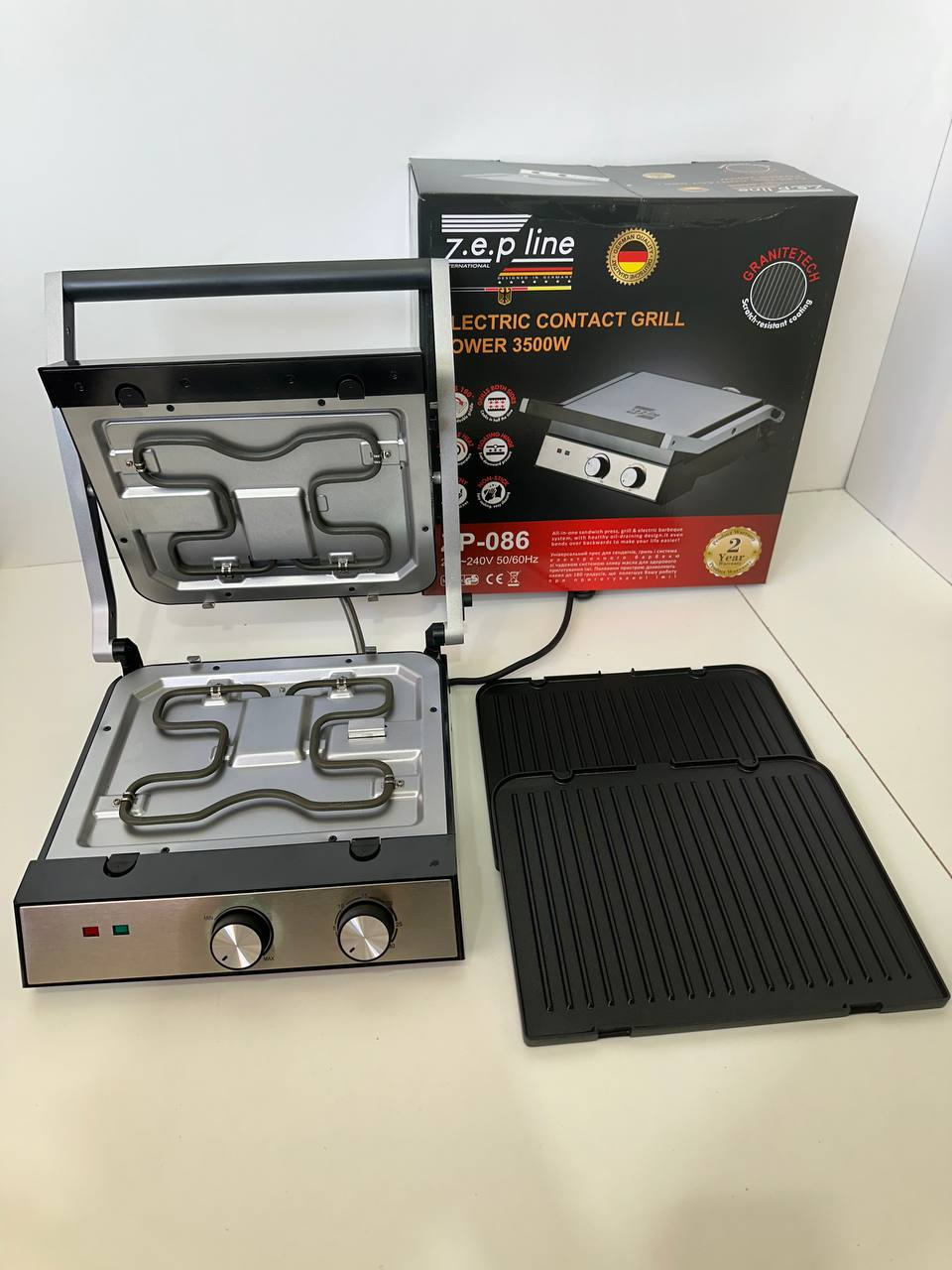 Електрогриль контактний притискний зі знімними пластинами 3500W Zepline ZP-086, фото №6