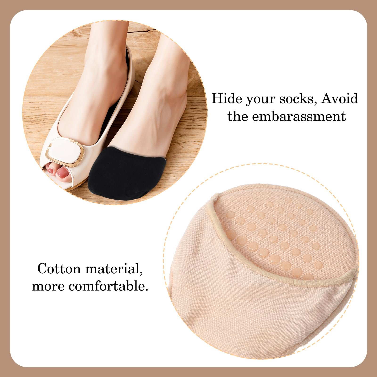 Носки для пальцев ног Хлопковые 4 пары Телесные цвета и черный, фото №4