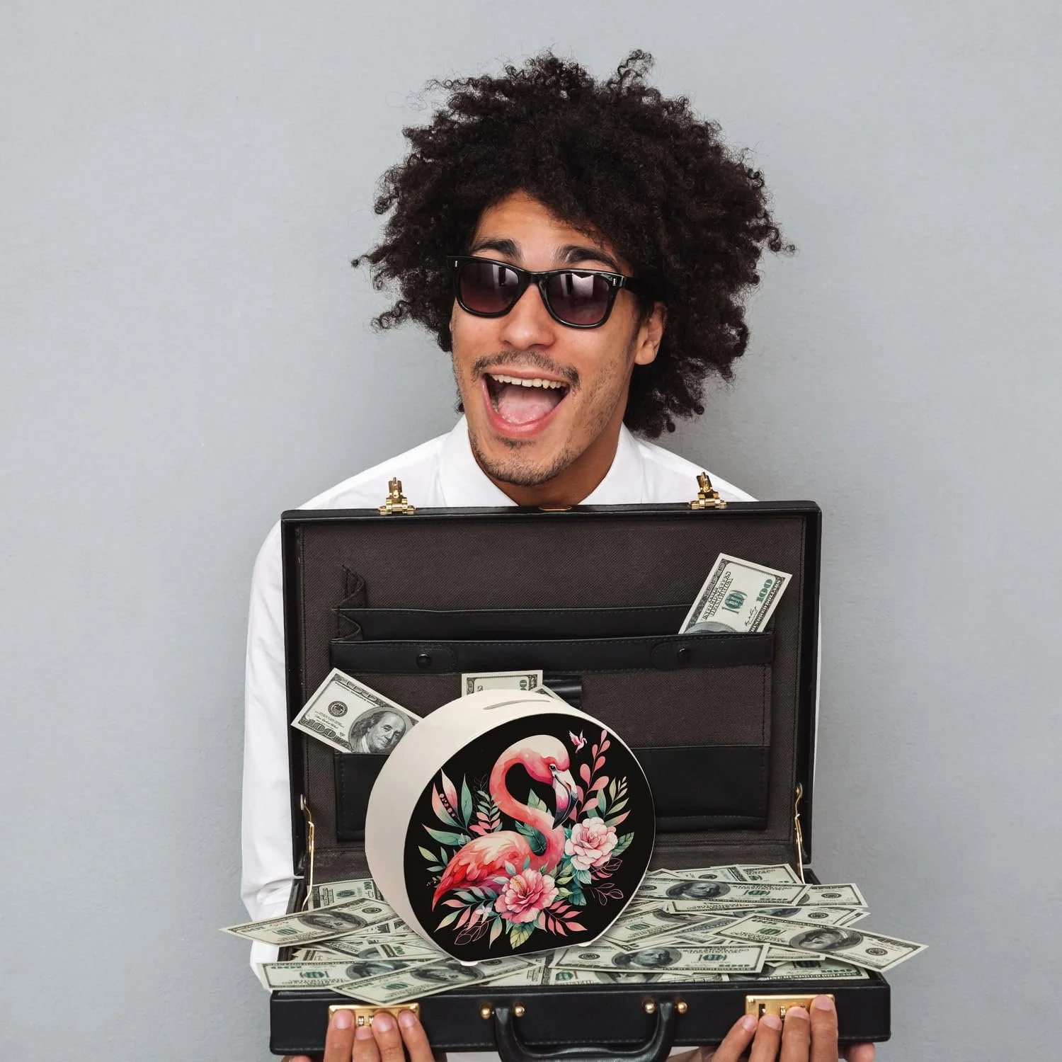 Скарбничка Pink Flamingo Птах керамічна, фото №5