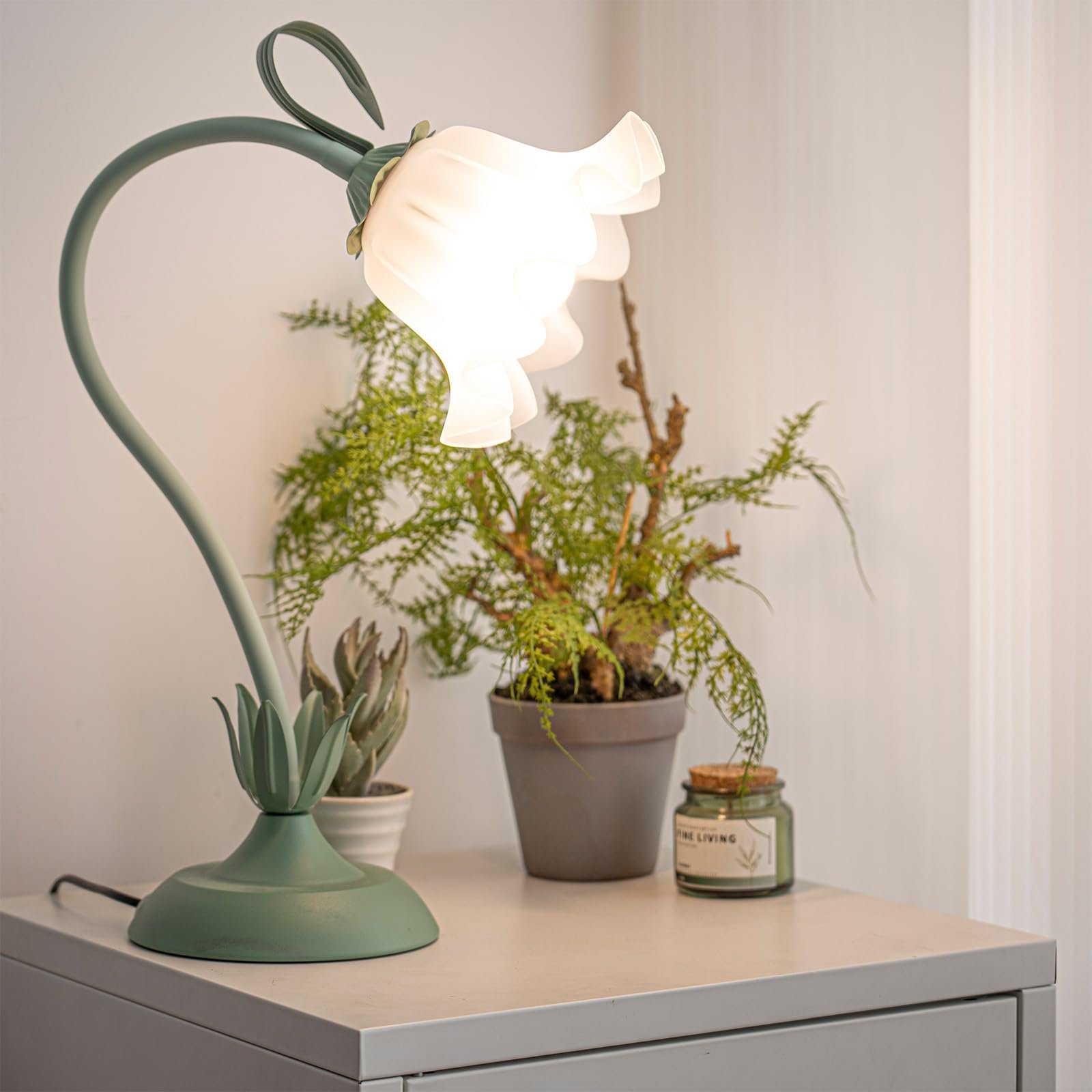 Настільна лампа Flower DIY Гнучка E27 Акриловий плафон Зелений, фото №8