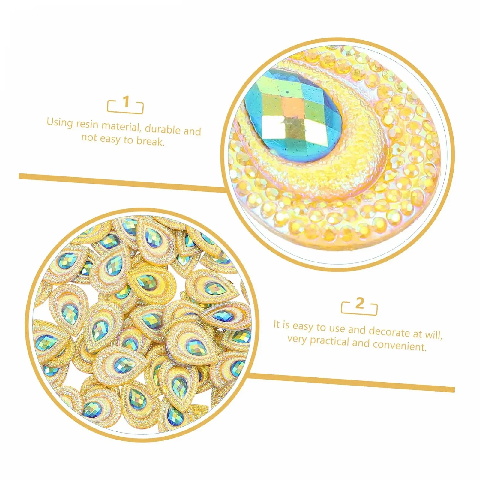 Набор Стразы Lurrose Набор 1 Капли из смолы в форме павлина для модных аксессуаров, фото №4