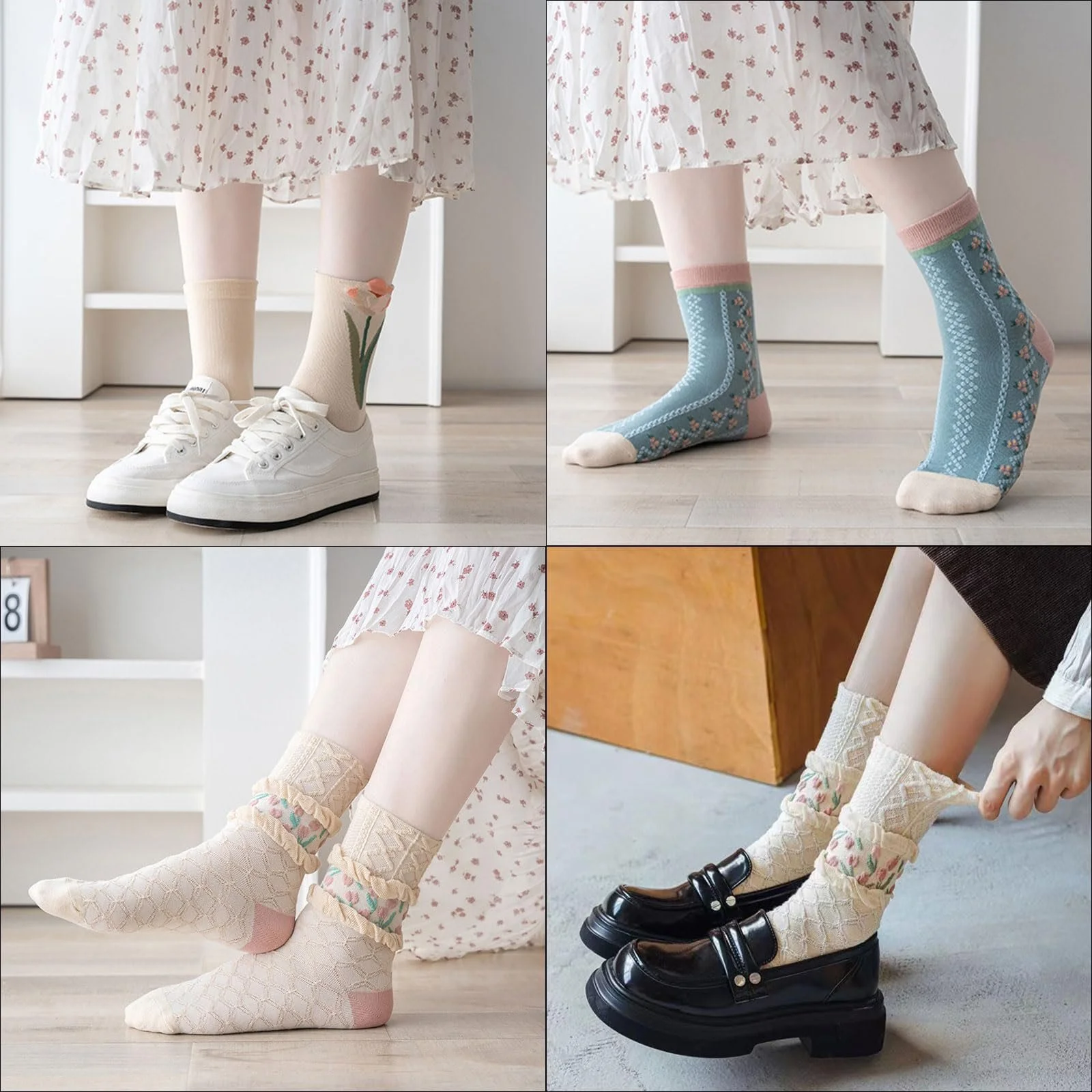 Шкарпетки Жіночі Квіткові Бавовняні Вінтажні 4 пари, фото №4 Шкарпетки Жіночі Квіткові Бавовняні Вінтажні 4 пари, фото №4