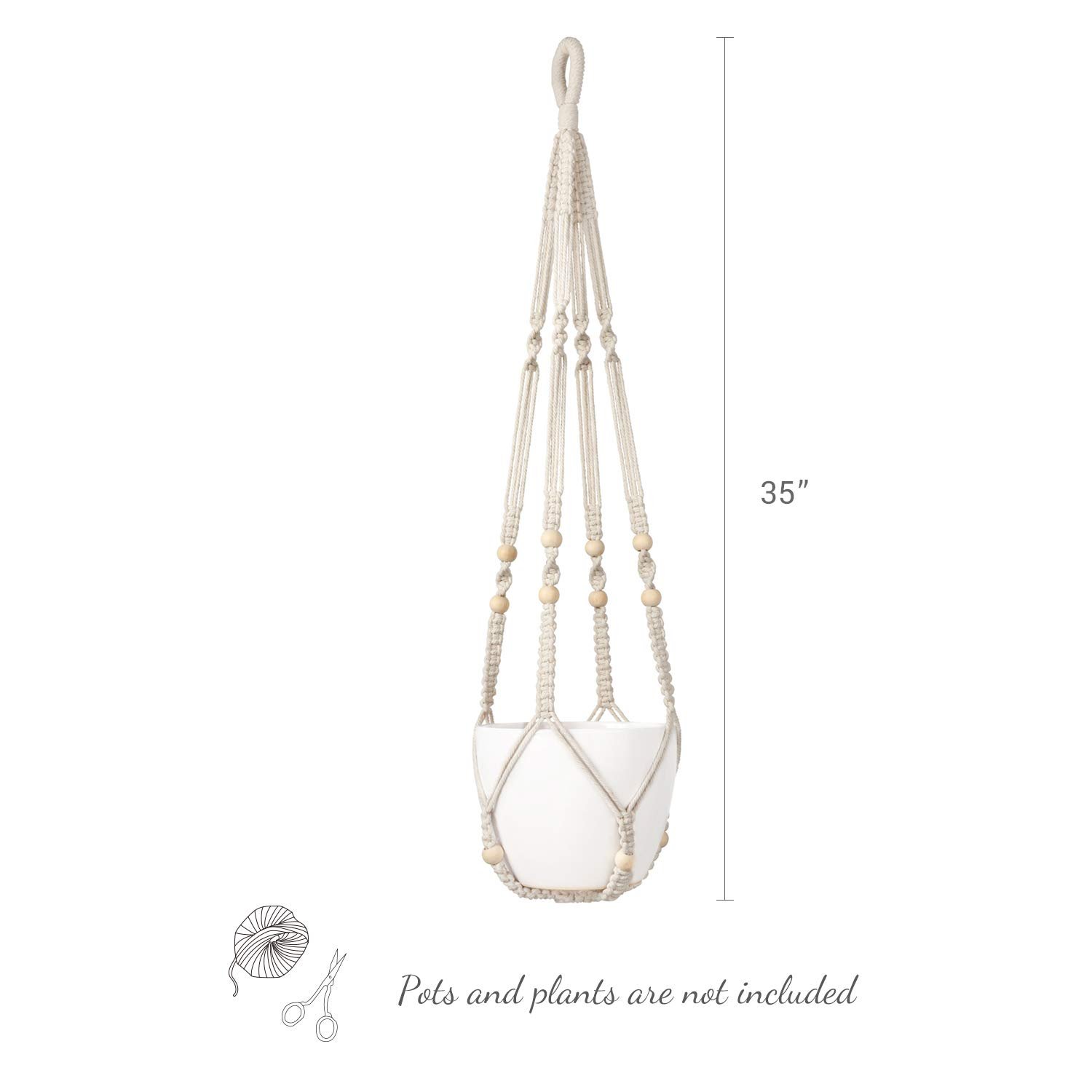 Подвес для растений Mkouo Macrame Хлопковая веревка 89 см, фото №7