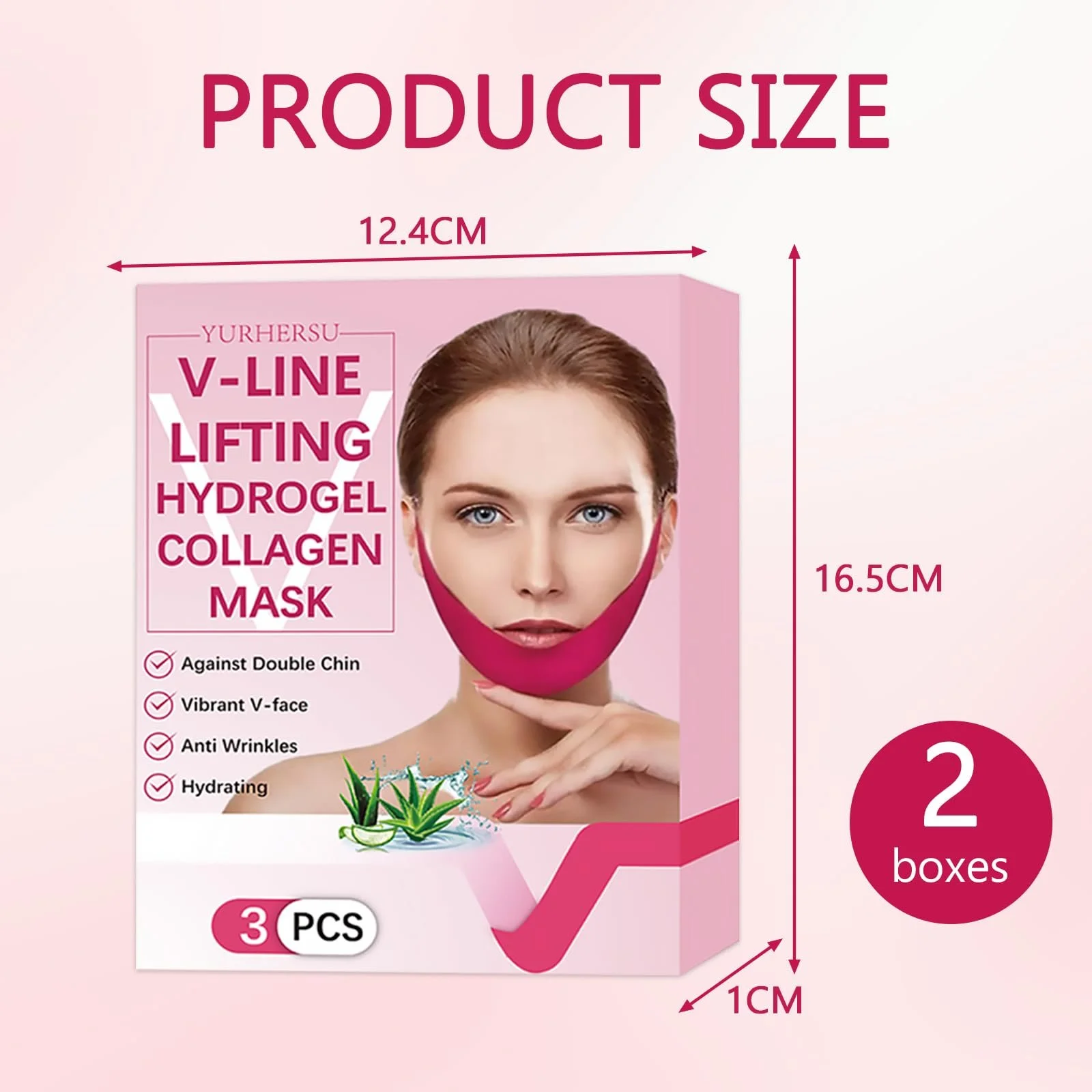 Маска для підборіддя V-подібна, для пружності шкіри, з алое вера, зволожуюча, 6 шт, фото №3