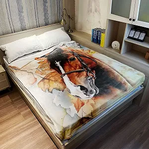 Одеяло Zomer Плюшевое 150 x 200 см Высококачественное Мягкое и Теплое Флисовое одеяло как покрывало на кровать Диванное одеяло с рисунком Кленового листа и Лошади synthetic.ua - Фото 1