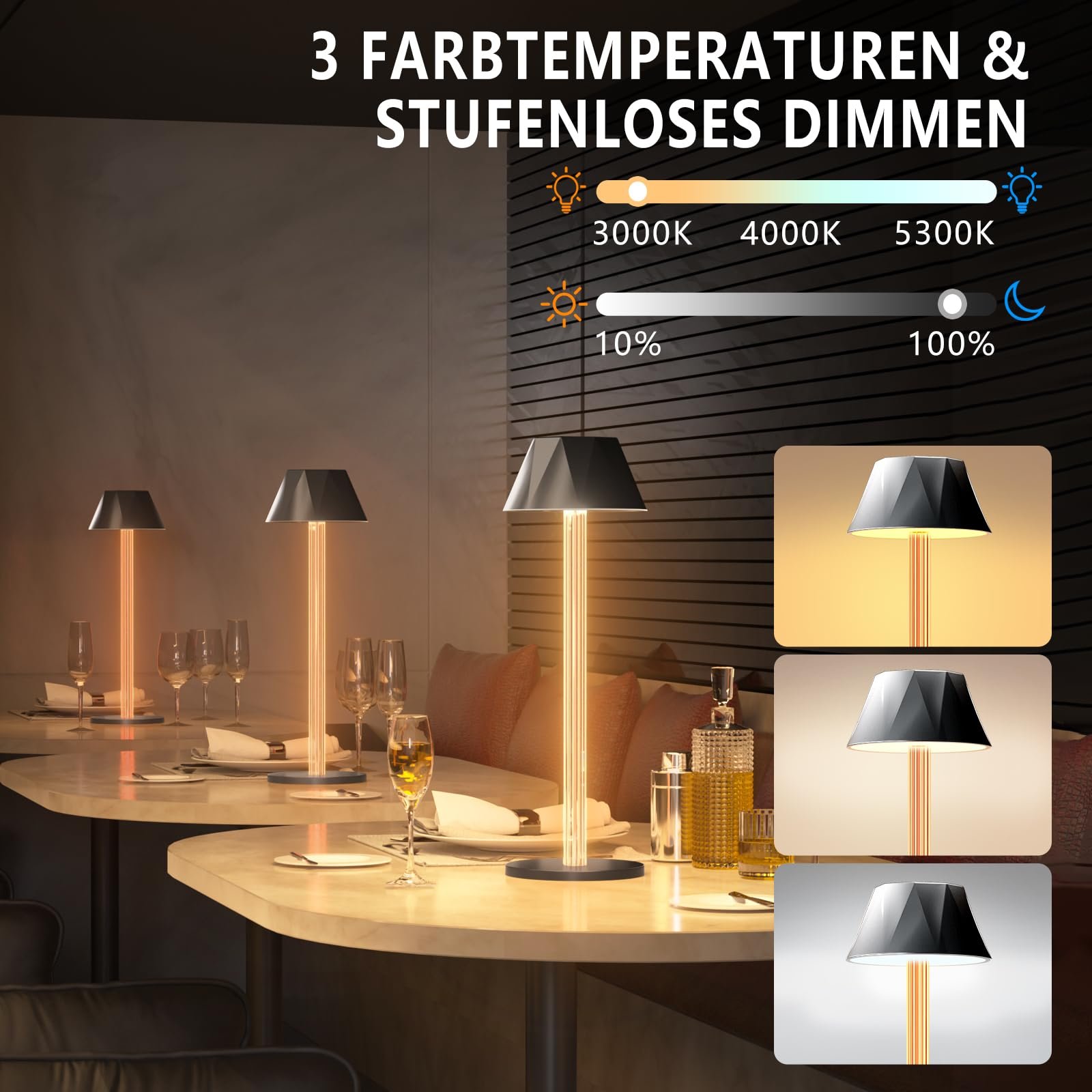 Настільна лампа LED Бездротова Набір з 2 шт 6000 mAh USB-C IPX4, фото №5