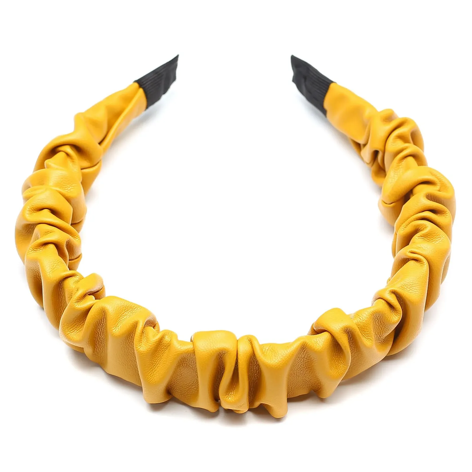 Шкіряний обруч для волосся Жовтий, фото №2
