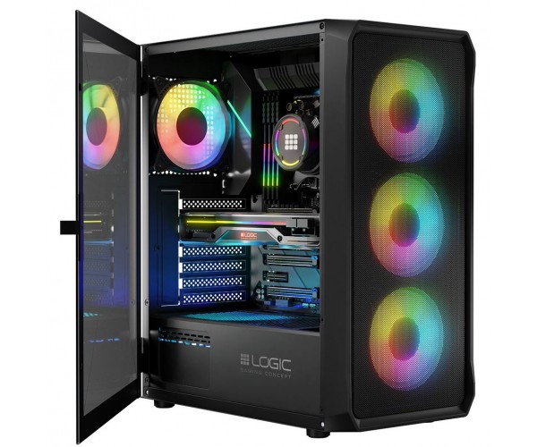 Корпус LogicConcept PORTOS MESH GLASS ARGB fans 4x120mm BLACK без БЖ ATX, фото №9