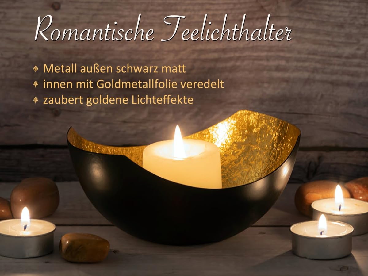 Підсвічник Чашеподібний Металевий Чорний Золотий, фото №2