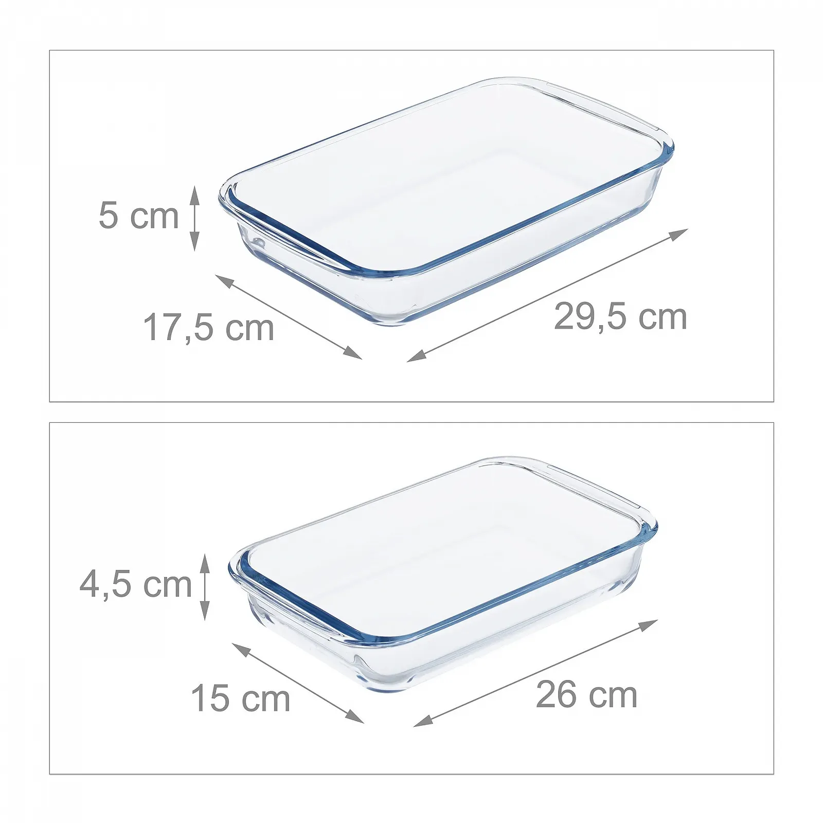 Набір форм для запікання Relaxdays 2 шт. скляні Прозорі 5 x 29.5 x 17.5 см, фото №4
