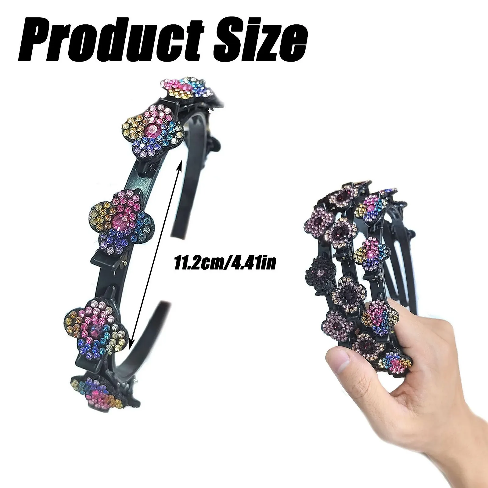 Обруч для волосся з кліпсами ZAHD, 3 шт., плетений, фото №2