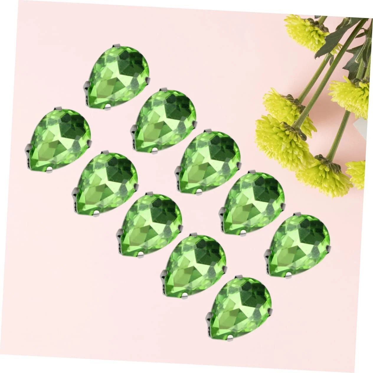 Стразы Стеклянные VILLCASE Капля Разные формы Зеленый, 50 шт, фото №7