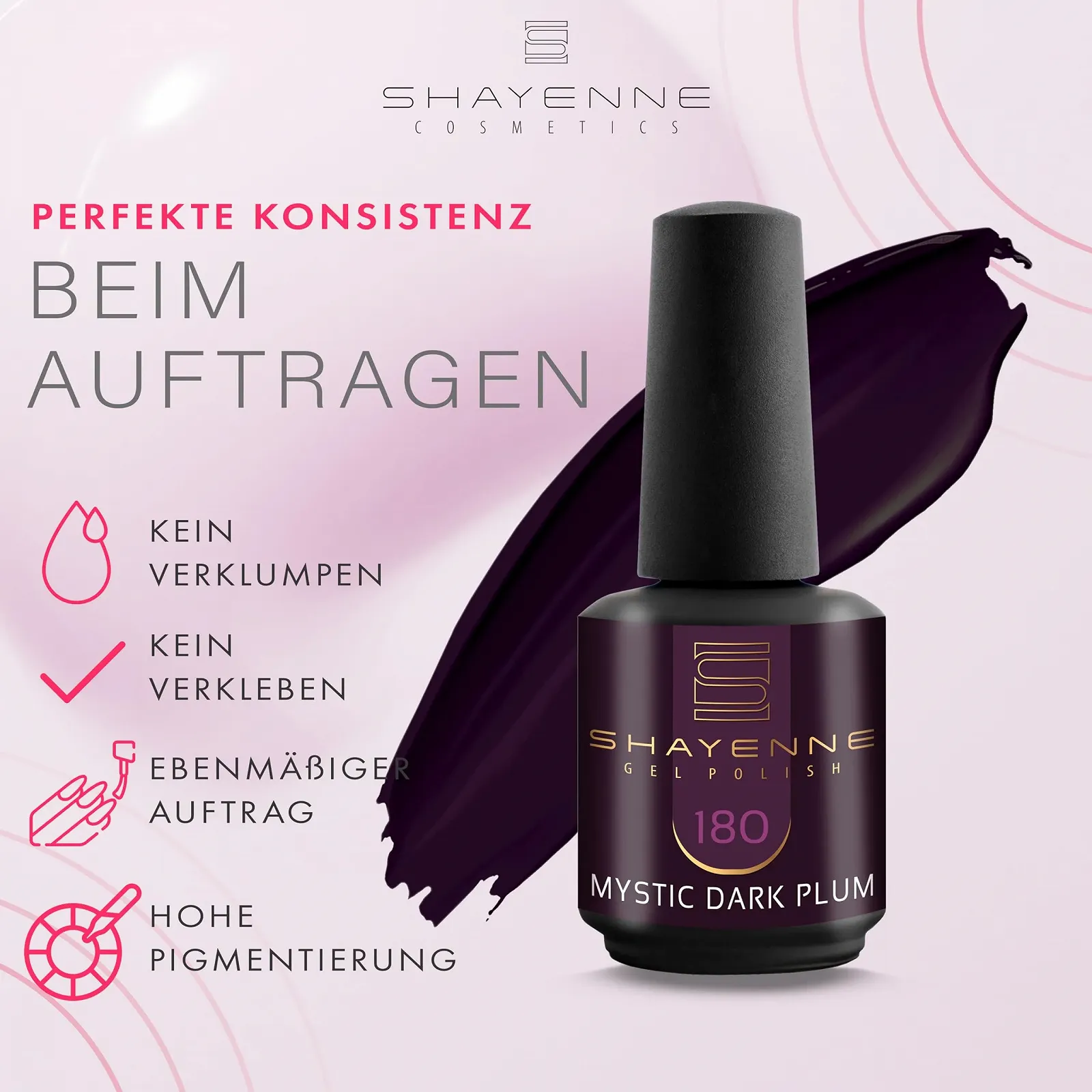 Гель-лак Shayenne 180 Mystic Dark Plum Purple 15 мл, фото №5 Гель-лак Shayenne 180 Mystic Dark Plum Purple 15 мл, фото №5