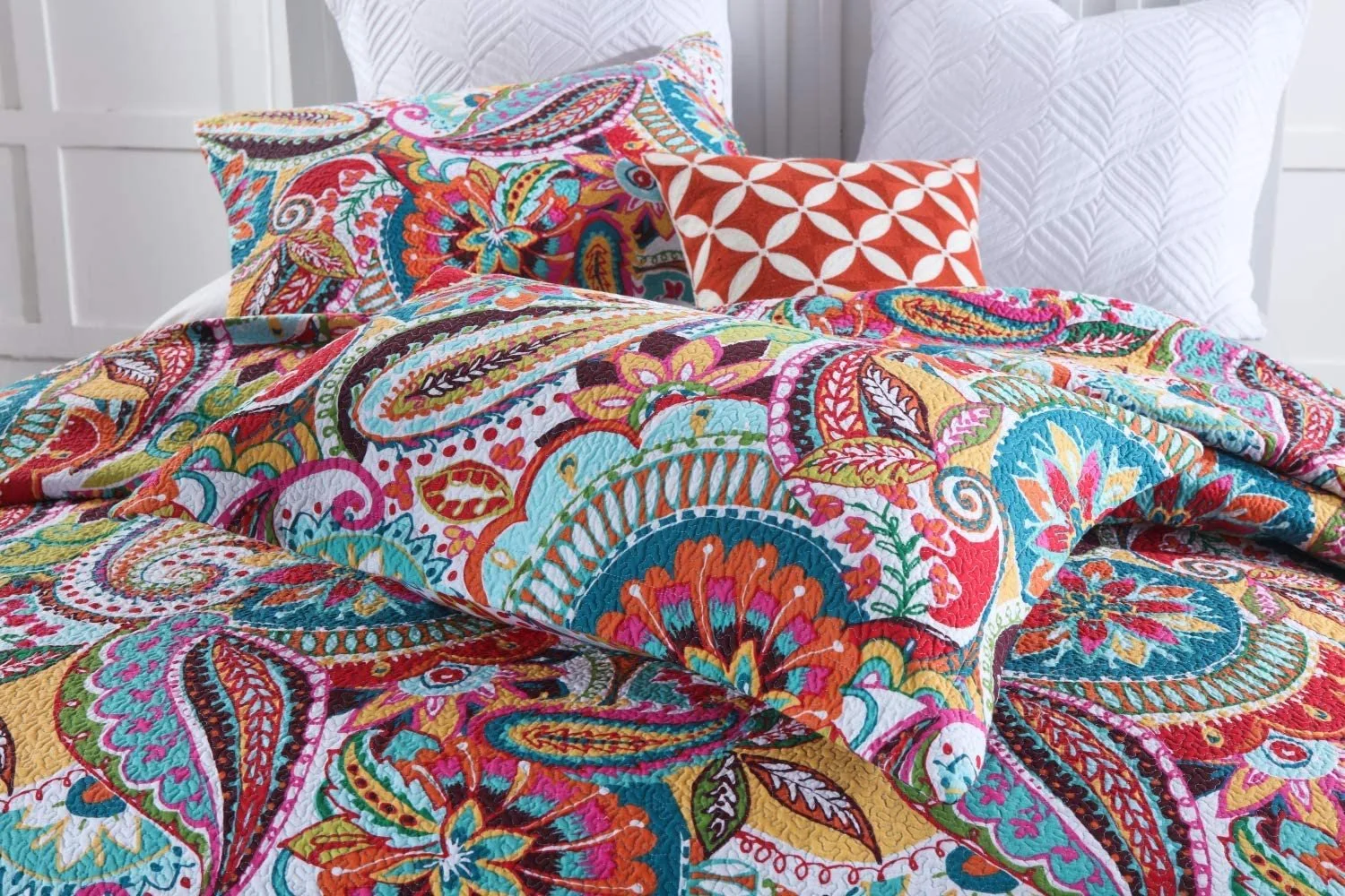 Покрывало Qucover Хлопок Paisley 230x250 см с 2 наволочками Красочный, фото №8