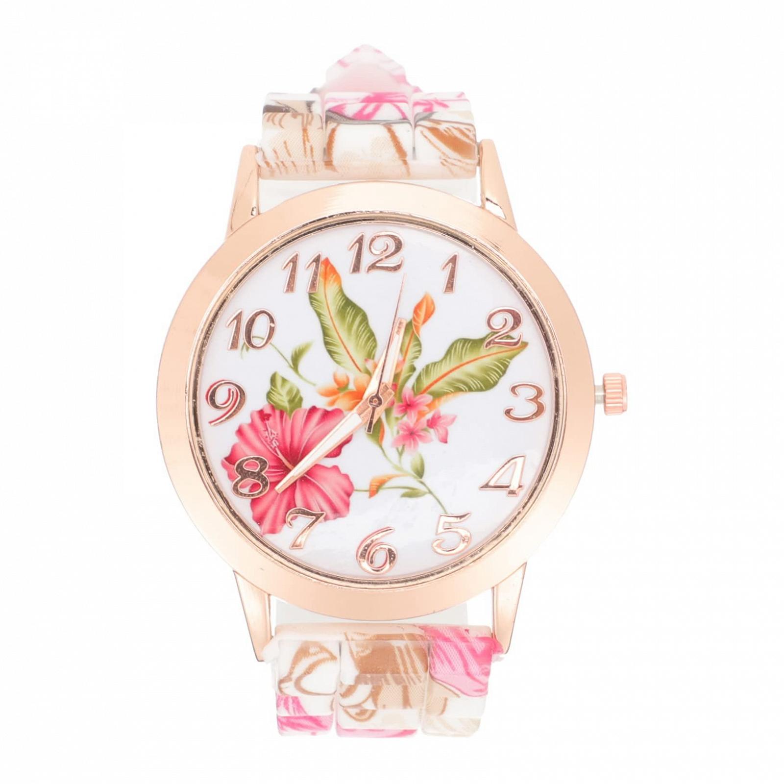 Годинник OATIPHO з кольоровим принтом, жіночий, зносостійкий, портативний, цифровий, кварцовий, рожева нержавіюча сталь, фото №1