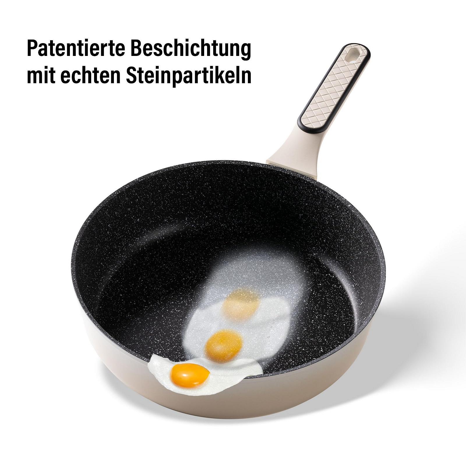 Сотейник STONELINE Cream 28 см Высокий Борт Литой Алюминий Покрыт Реальными Каменными Частицами Подходит для Духовки и Индукции, фото №4