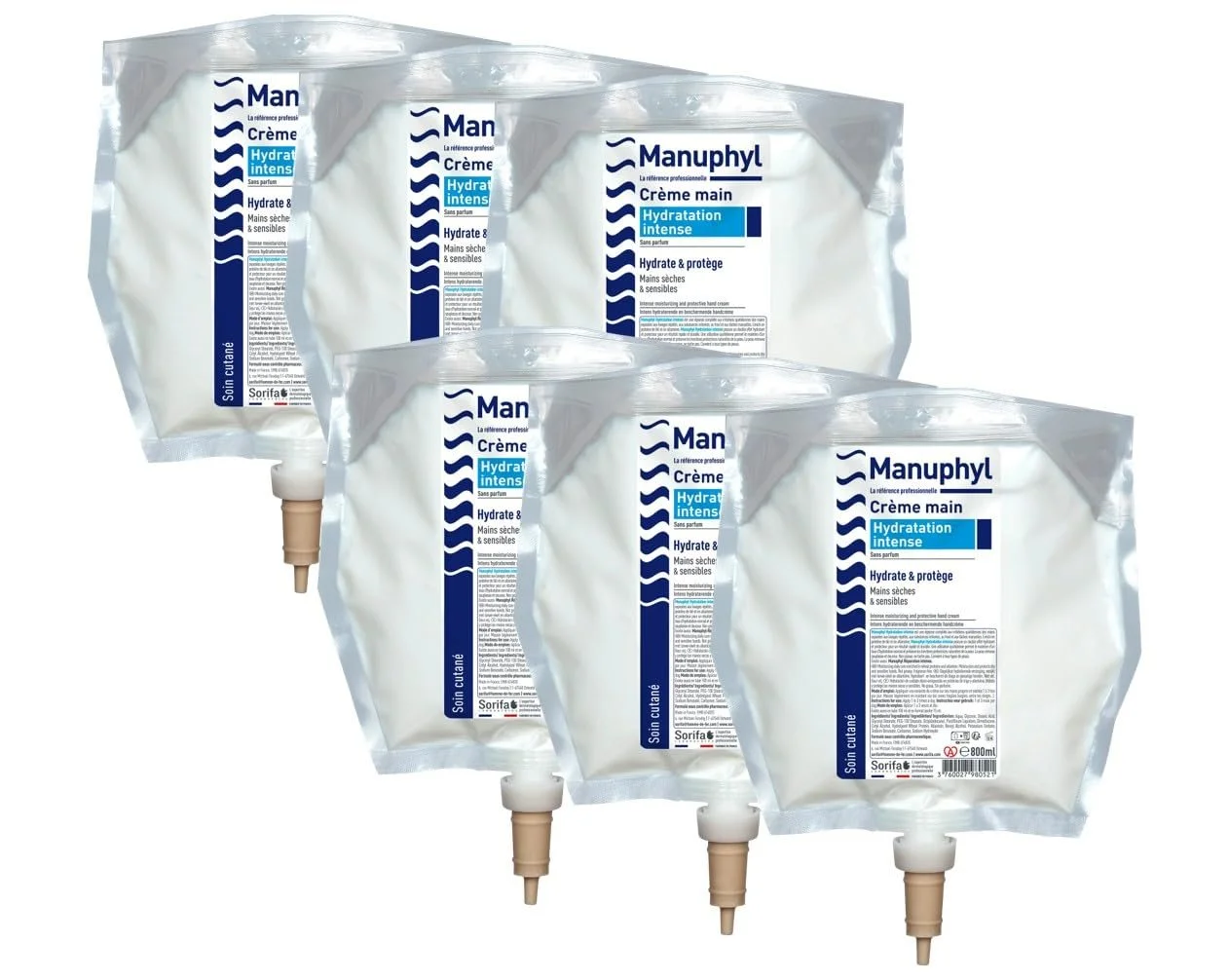 Крем Manuphyl Для сухой и чувствительной кожи рук Интенсивное увлажнение С аллантоином и протеинами пшеницы 800 мл (упаковка 6 шт.), фото №1