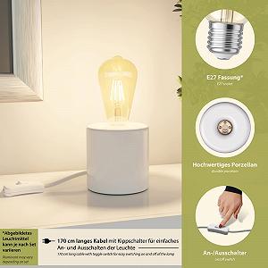 Настільна лампа ledscom.de Tip and Tix E27 Порцелянова Кругла synthetic.ua - Фото 1