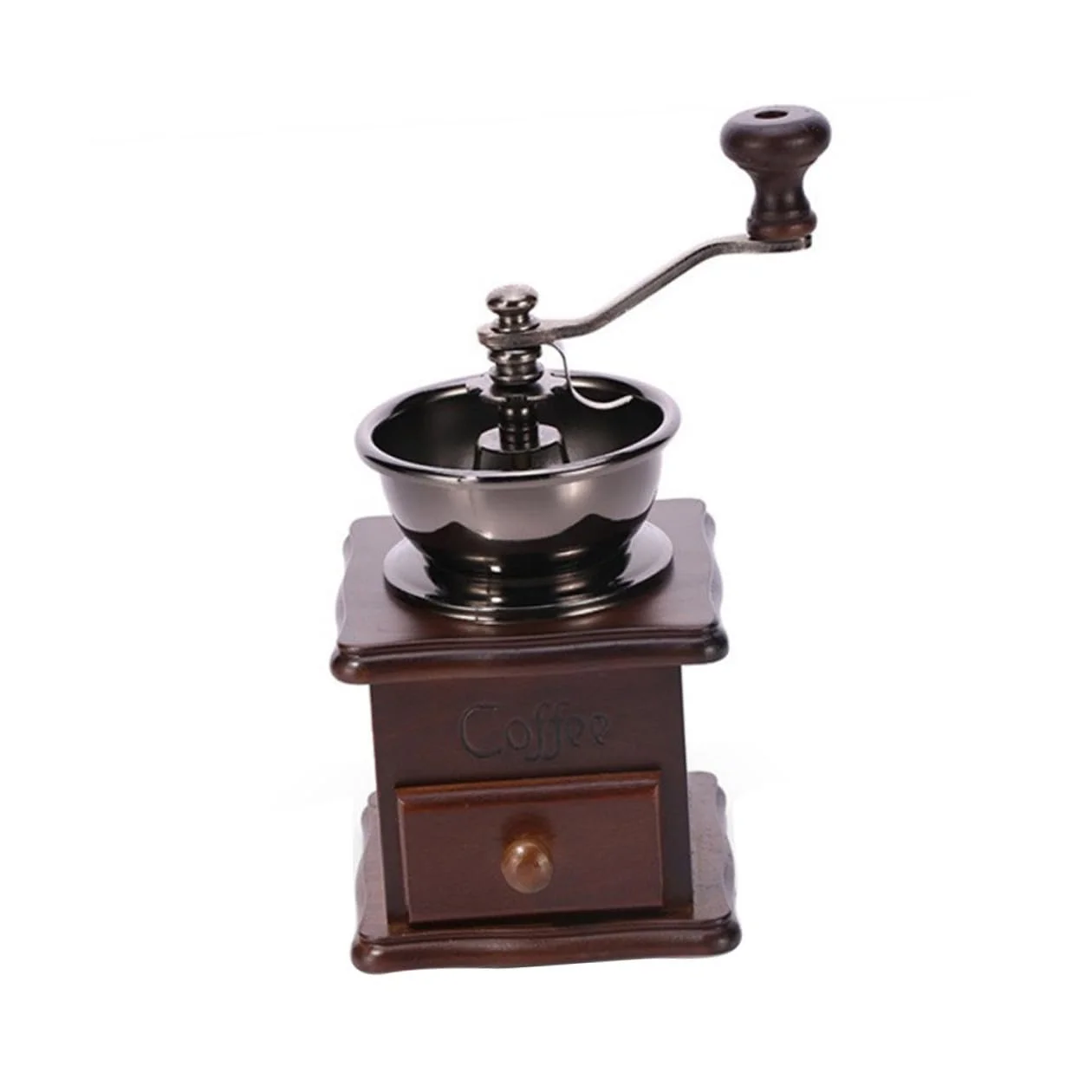 Ручна кавомолка Дерев'яна ручна кавомолка для м'якого подрібнення кавових зерен Вінтажний дизайн, фото №3