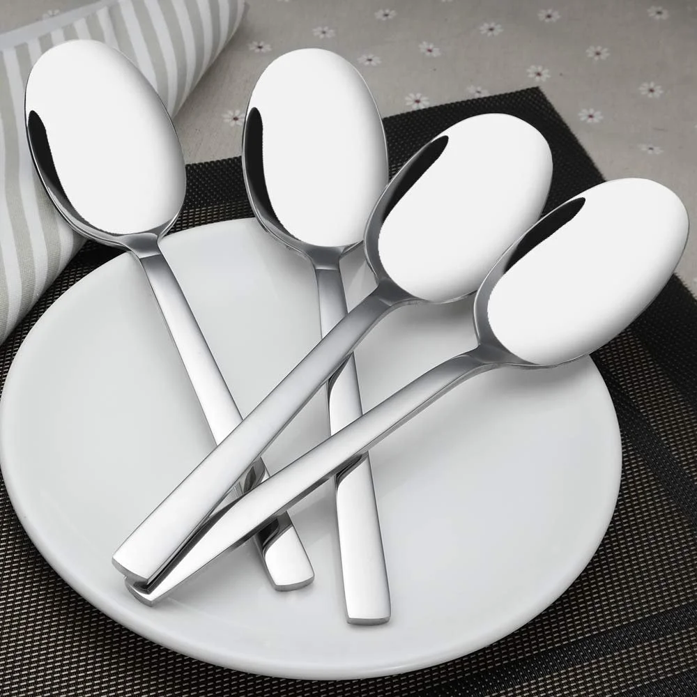 Ложка сервировочная Cadine, набор 6 шт, из нержавеющей стали, большая, столовые приборы для сервировки, 24 см, фото №7