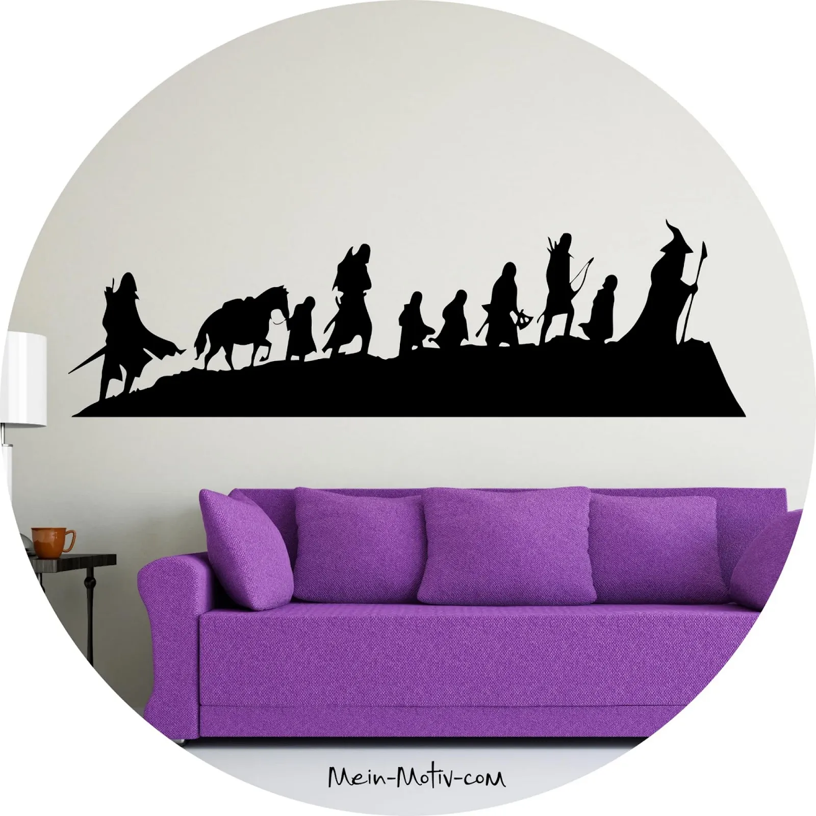 Наклейка на стіну Lord of the Rings Силует M 60 см x 18 см Чорний, фото №2