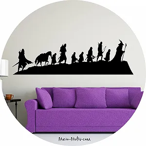 Наклейка на стіну Lord of the Rings Силует M 60 см x 18 см Чорний synthetic.ua - Фото 1