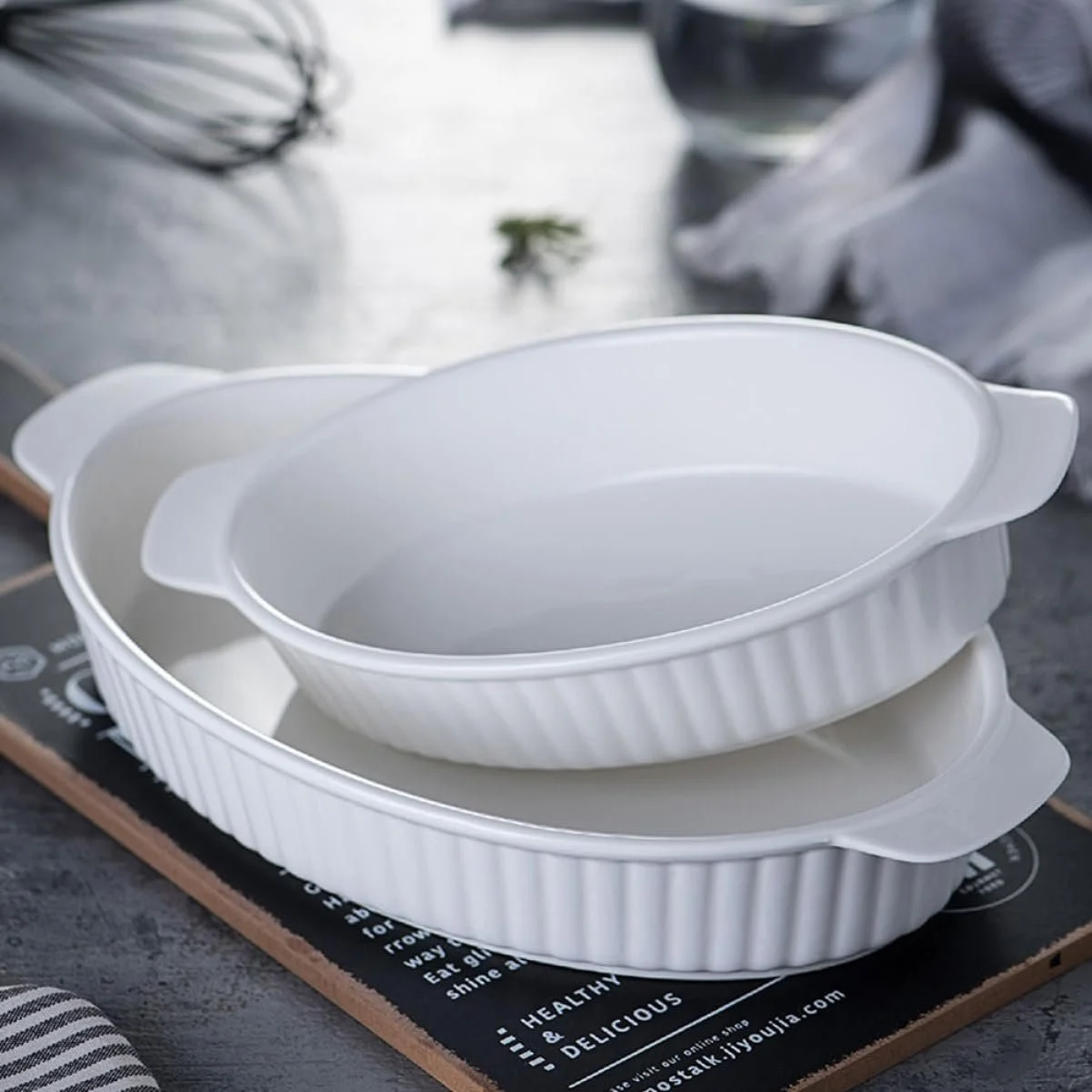 Форма VALICLUD для запікання керамічна овальна з подвійною ручкою, фото №3