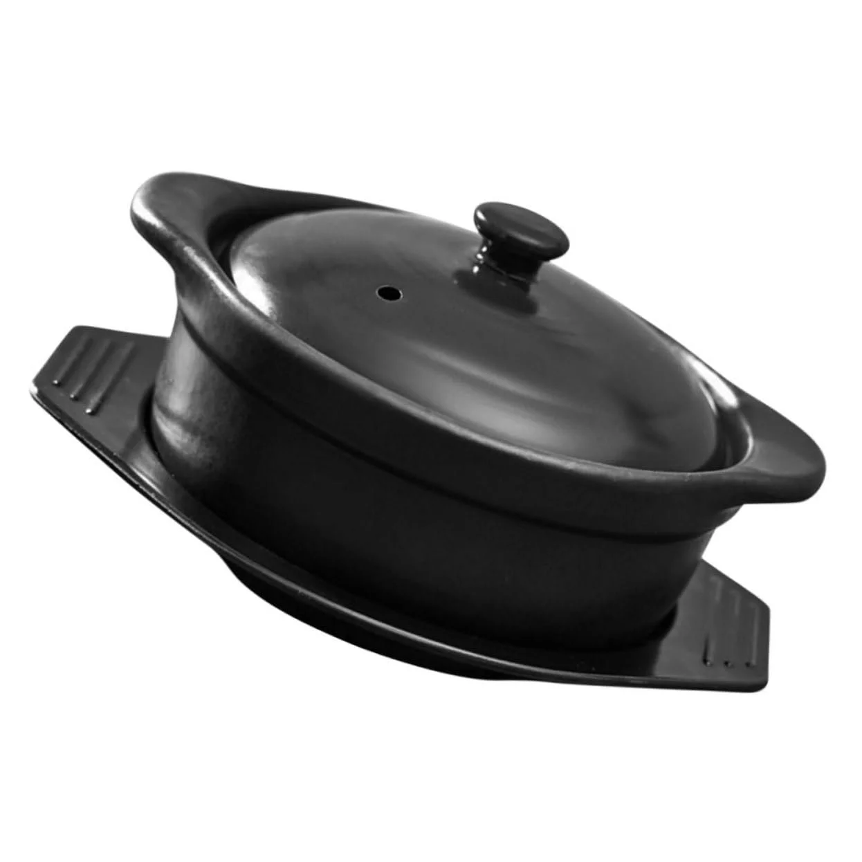 Кастрюля для тушения SOIMISS керамическая с крышкой и двойными ручками 1.26 л, фото №1