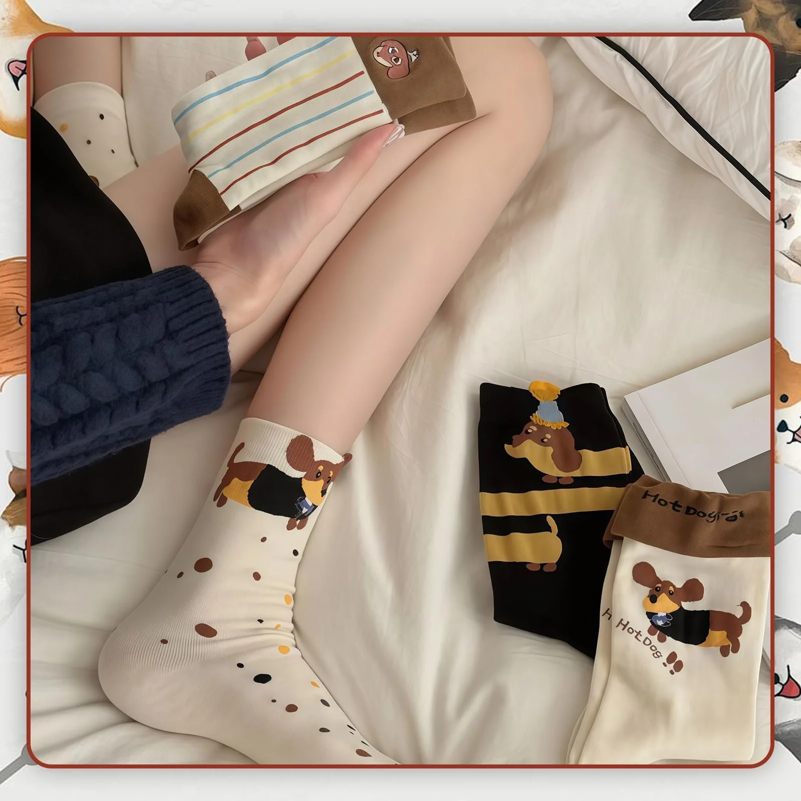 Шкарпетки Такса з малюнком тварин, Кольорові, 5 пар, фото №3 Шкарпетки Такса з малюнком тварин, Кольорові, 5 пар, фото №3